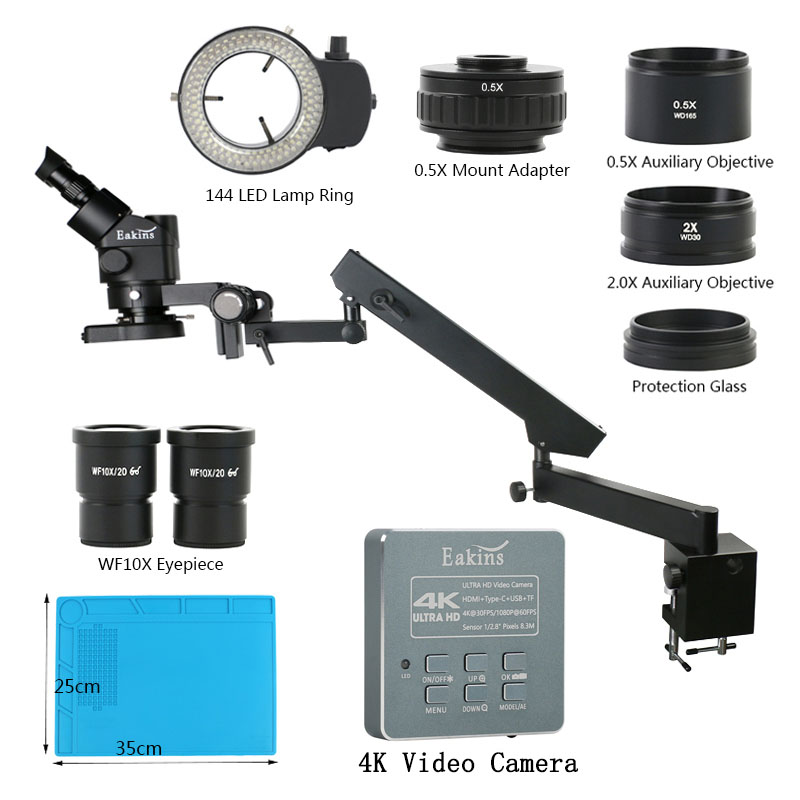 3.5X 90XArticulating Arm Pilla - огляд і ціна Simul-Focal Industrial Microscope 4K Hdmi