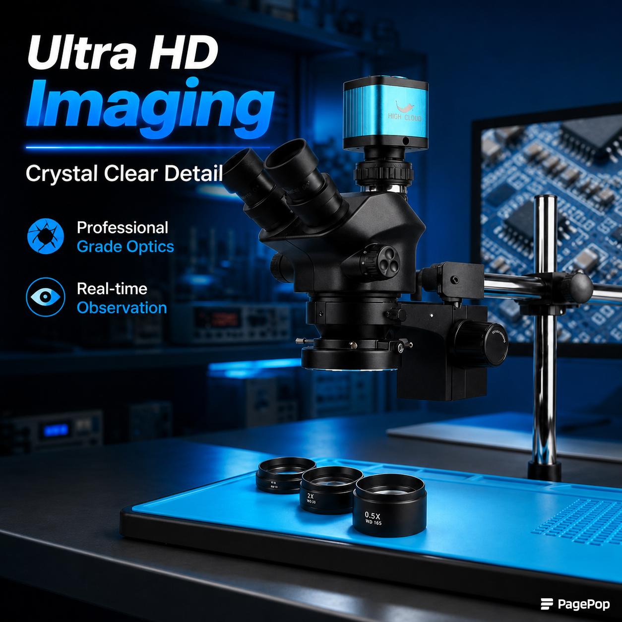 Industrial Lab Simul Focal Adj - огляд і ціна Simul-Focal Industrial Microscope 4K Hdmi